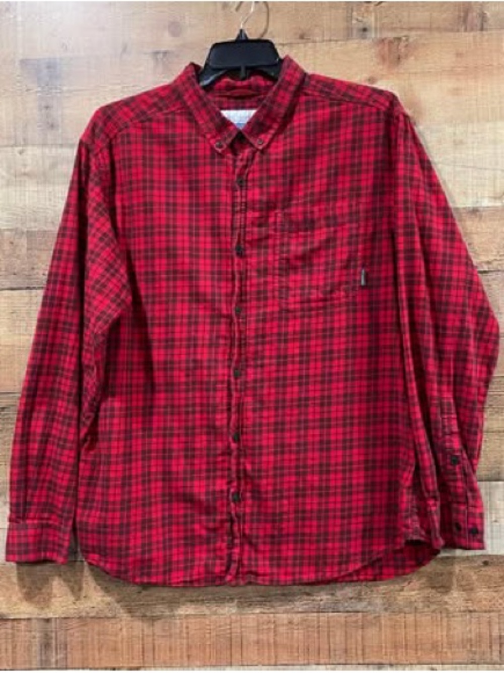 Columbia Red and Black Plaid Button-Down Shirt - Men's Casual Size XL